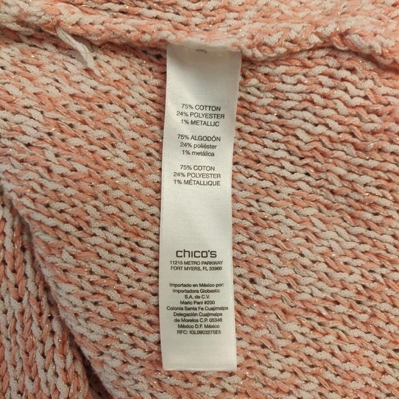 Chico's Women's Pullover Sweater Tunic Sparkly Pink Ombre Size 2/L. - Picture 4 of 6